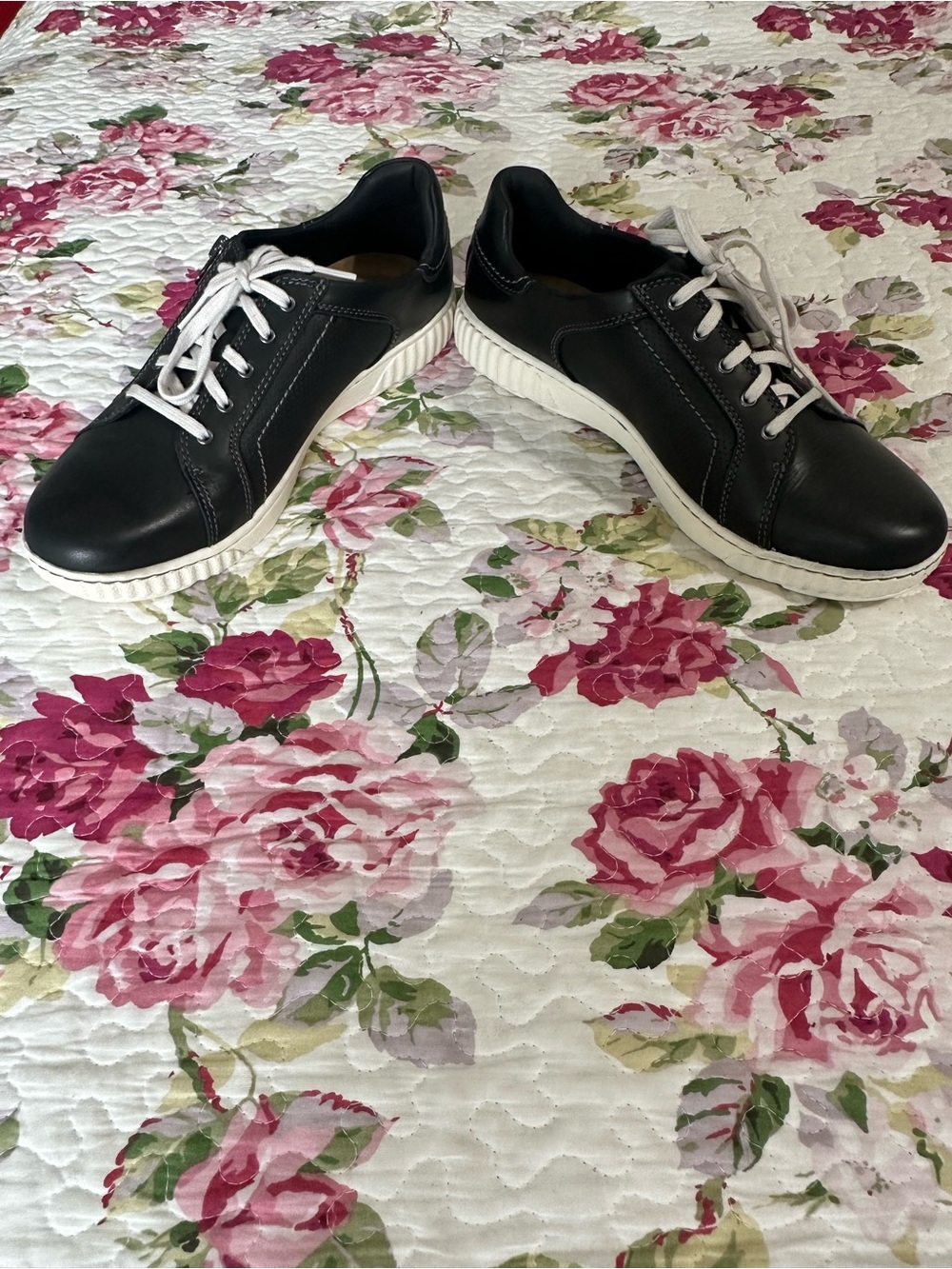 Clarks Black Leather Sneakers with White Laces - Picture 5 of 6
